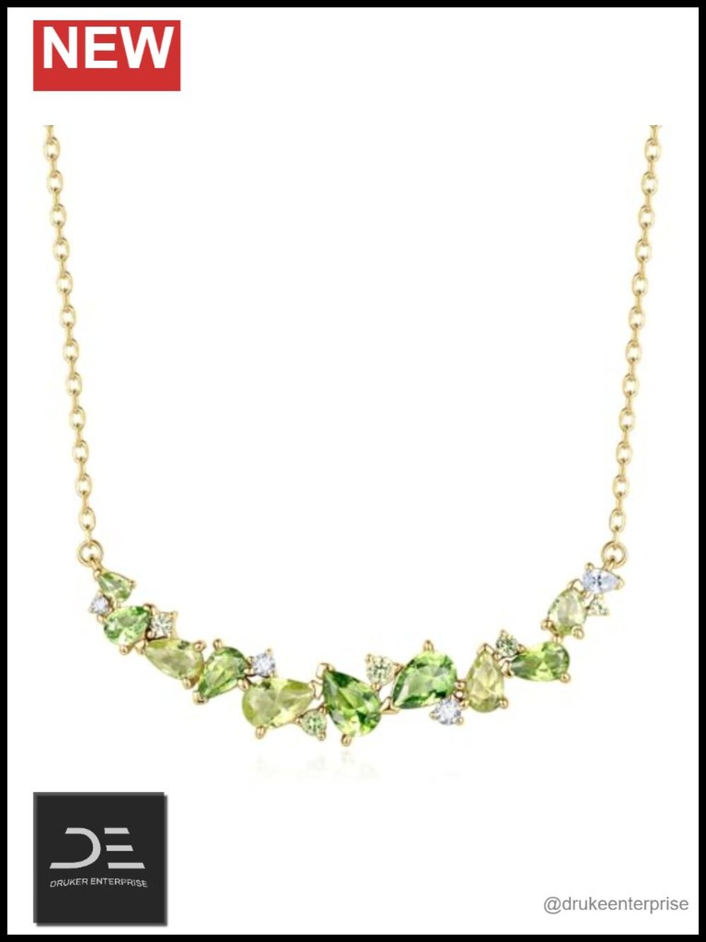 Multi-Stone Mixed Cut Gemstone Necklace Set Gold Plated Sterling Silver